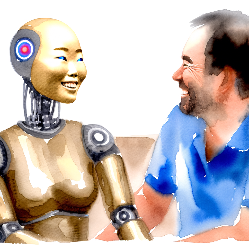 Un robot interactuando con un humano.
